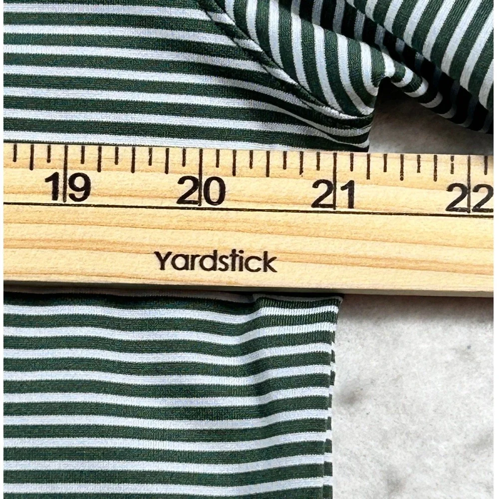 Mizzen+Main Versa Polo Mens Large Trim Fit Green Stripe Performance Golf Shirt